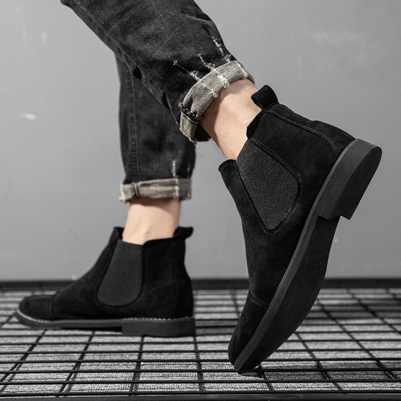 Pointed high-top autumn and winter suede men's Chelsea boots