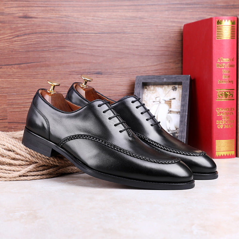 New first layer cowhide lace-up business dress shoes