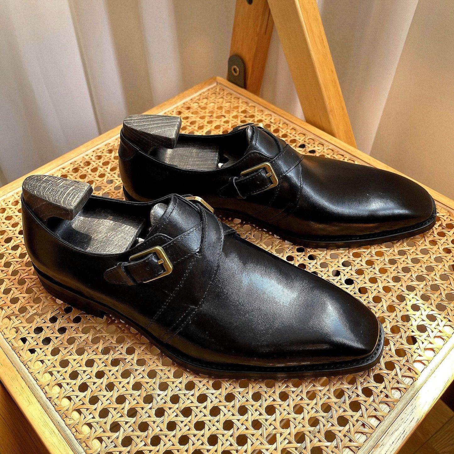 Buckle polished British top layer cowhide business suit handmade shoes