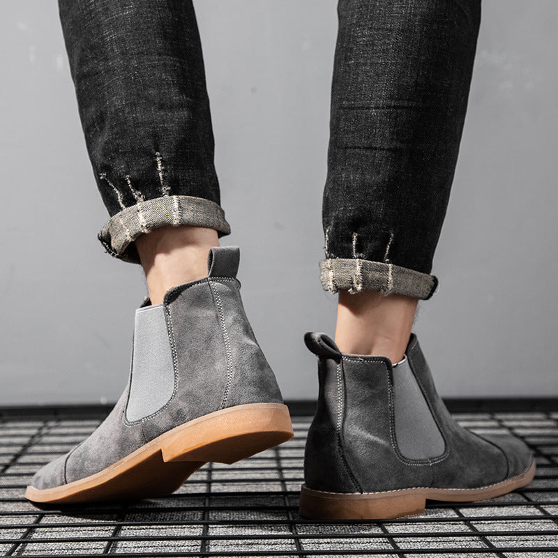 Pointed high-top autumn and winter suede men's Chelsea boots