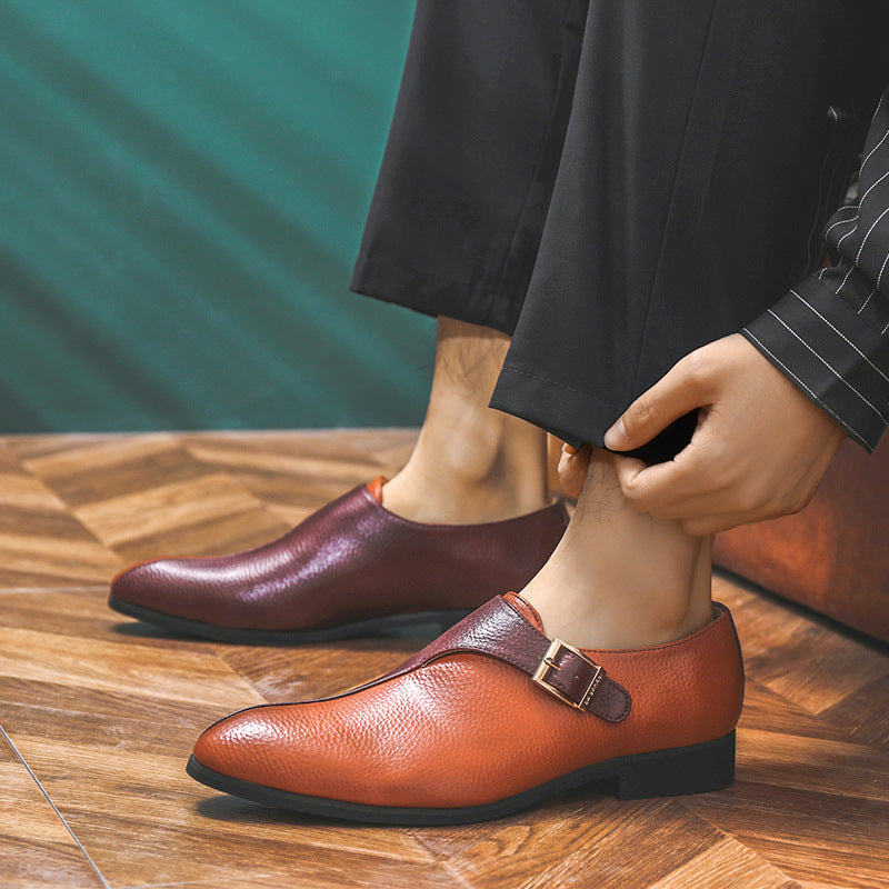 Fashion Monk shoes color matching business formal leather shoes