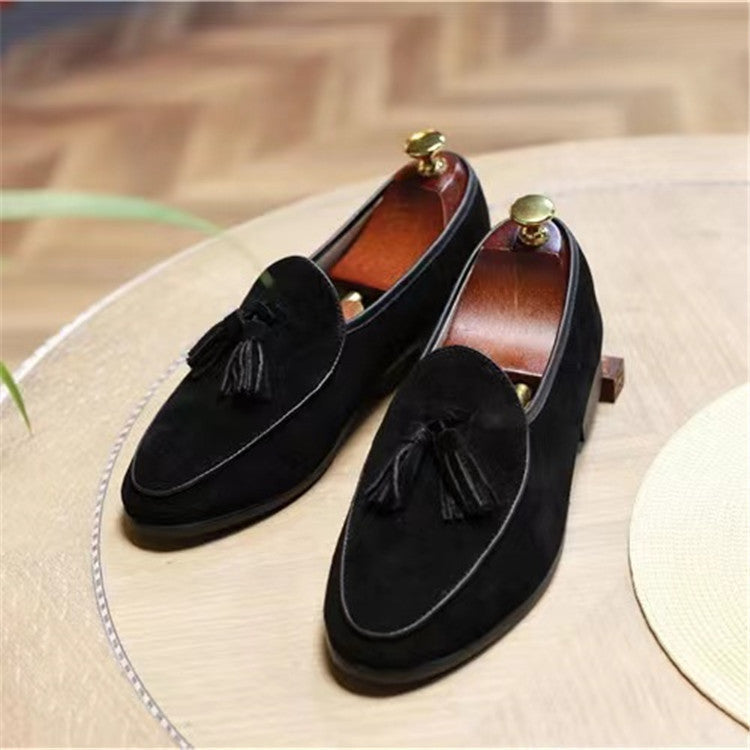 Italian fashion retro British pea shoes fringed loafers