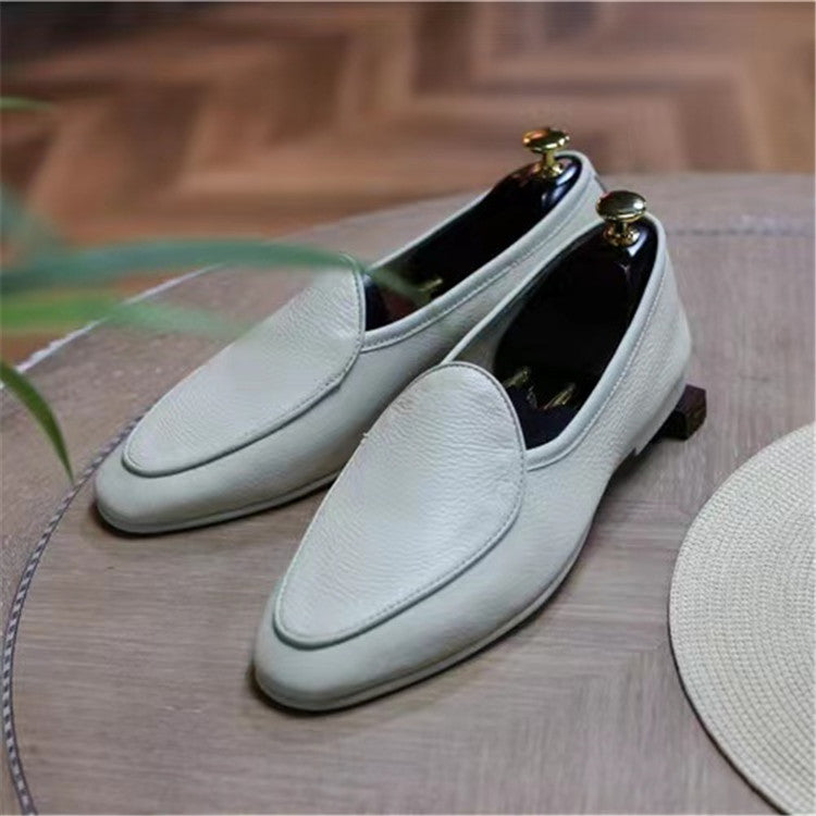 British retro loafers casual leather shoes slip-on suede pointed toe loafers