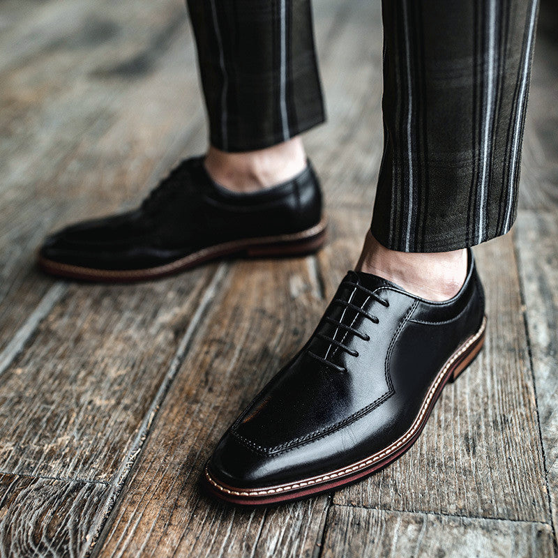 British style Derby toe top layer cowhide brown Oxford shoes