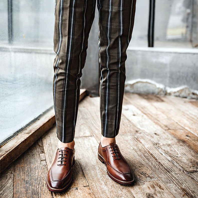 British style Derby toe top layer cowhide brown Oxford shoes