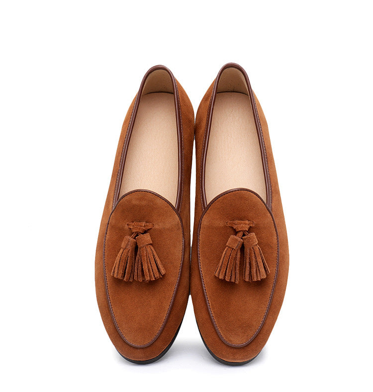 Italian fashion retro British pea shoes fringed loafers