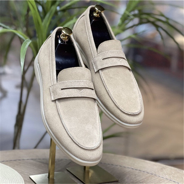 all-match suede loafers casual slip-on shoes