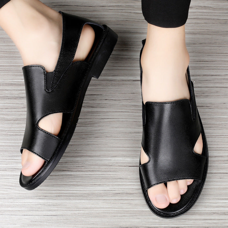 Spring Roman Sandals Hole Black Soft Sole Sandals