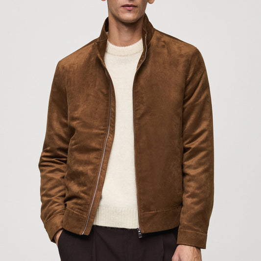 Suede-effect jacket with zipper 1024112915