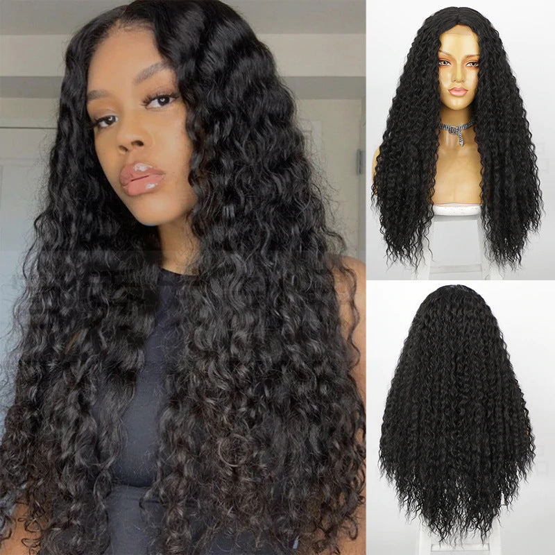 Front lace small lace wig with split long curly hair 1024120905