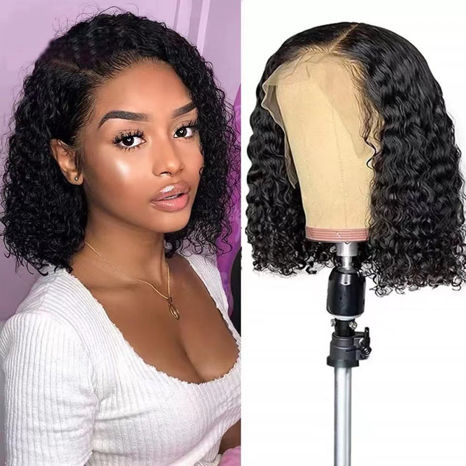 Black medium length short curly hair　1024121003