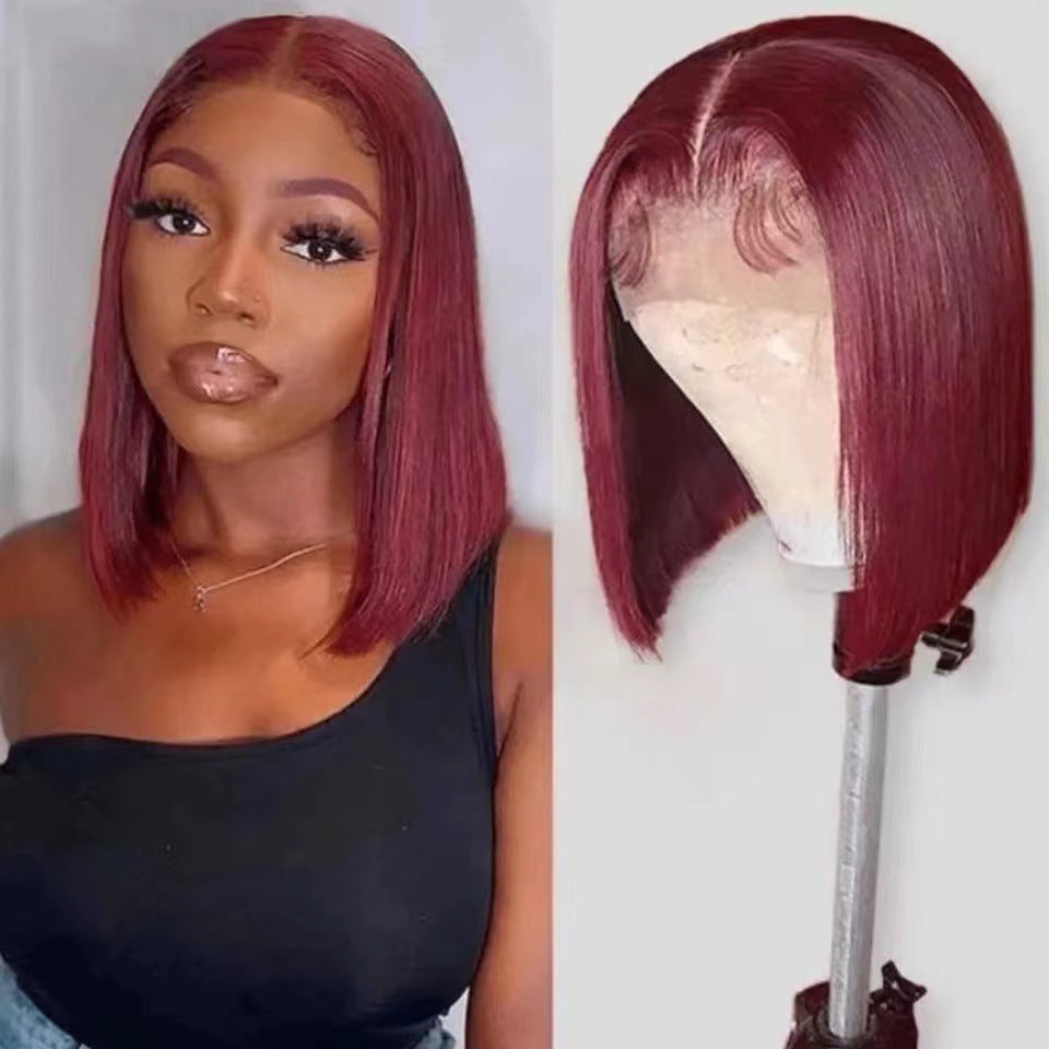 Wig Female Black Short Straight Hair Middle Split Bobo Head 1024121103