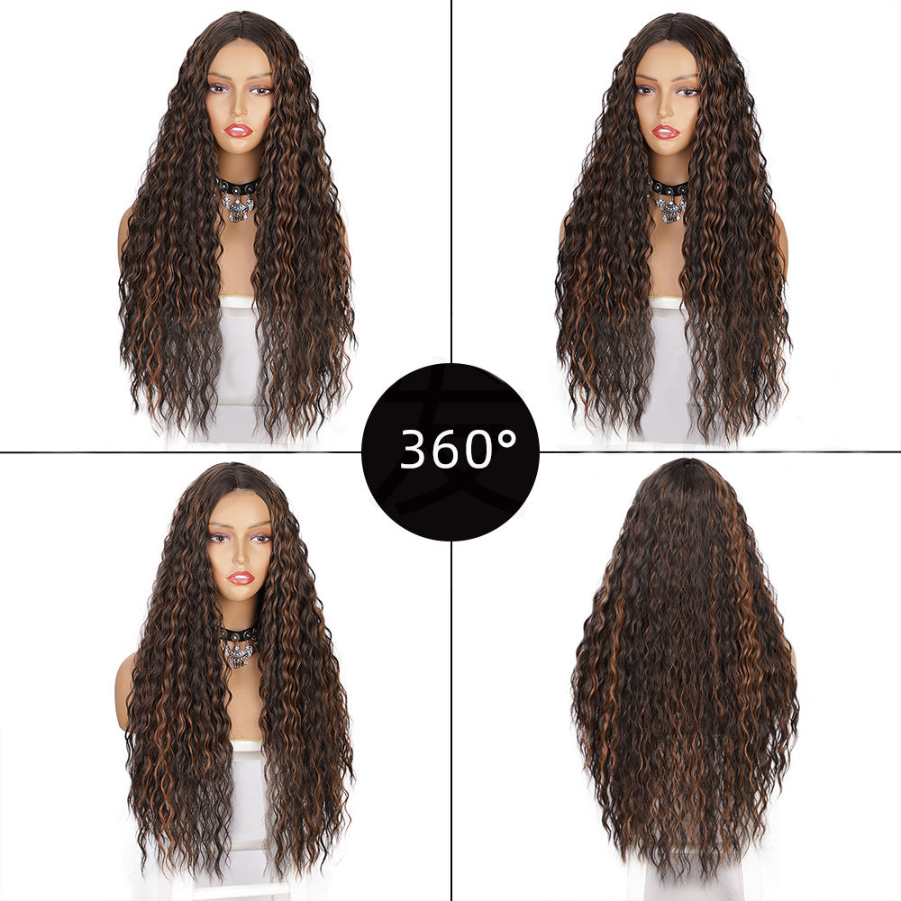 Women's long curly hair, small lace synthetic wig 1024120904