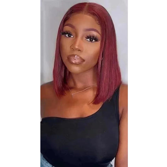 Wig Female Black Short Straight Hair Middle Split Bobo Head 1024121103