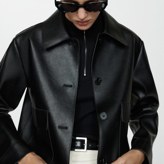 Leather-effect jacket with pockets 1024112913