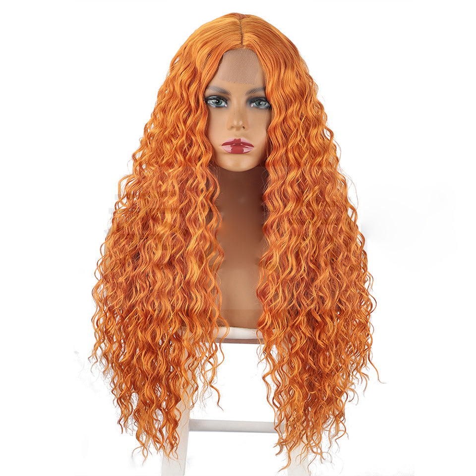 Women's long curly hair, small lace synthetic wig 1024120904