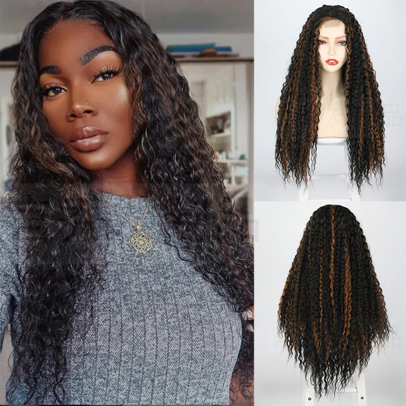 Front lace small lace wig with split long curly hair 1024120905