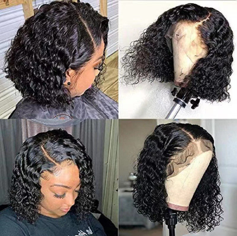 Black medium length short curly hair　1024121003