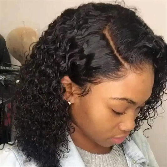 Black medium length short curly hair　1024121003