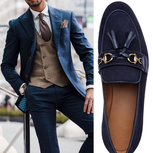 Navy Suede Tassel Loafer