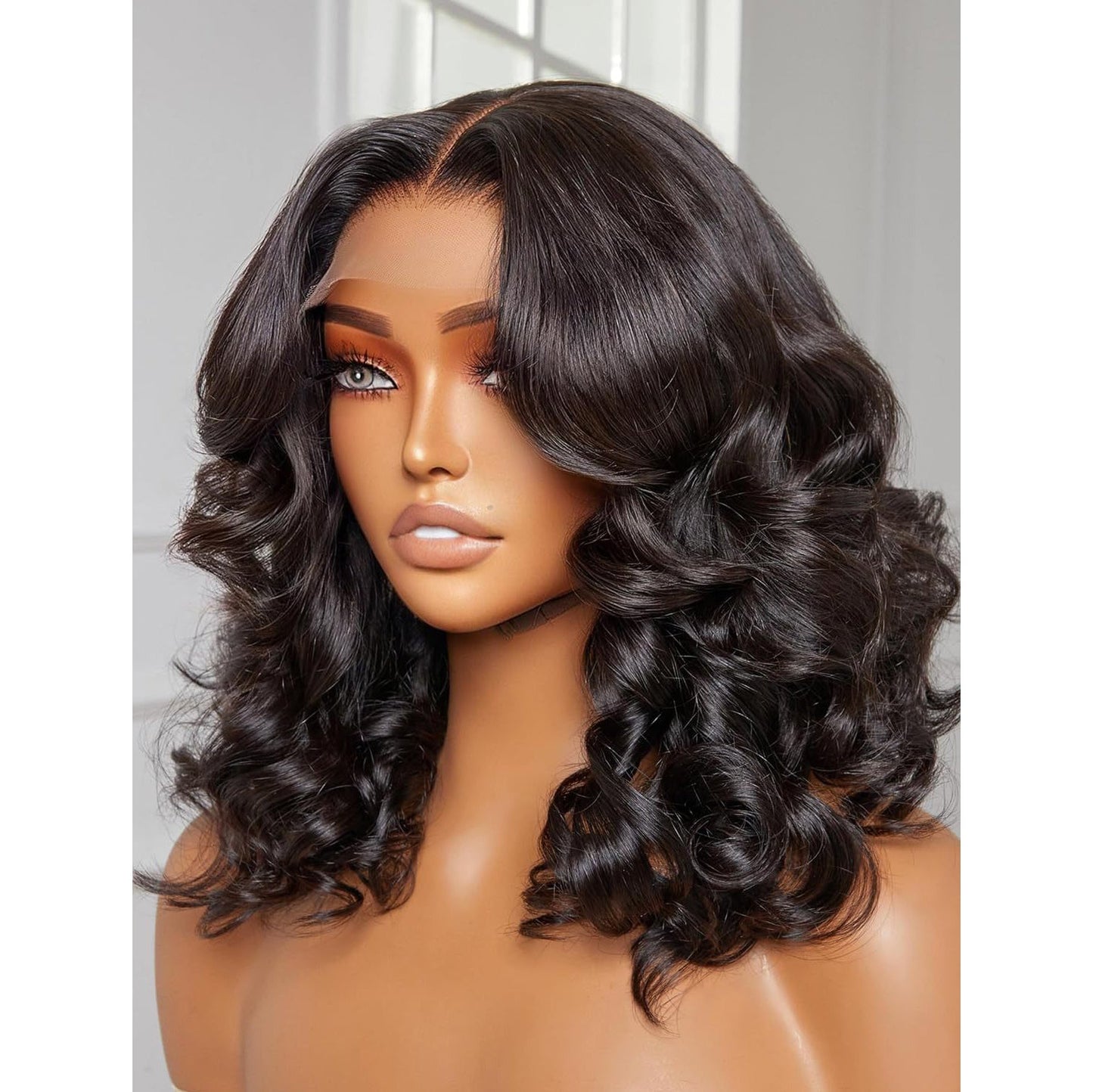 Ladies' front lace wig with short curly hair　1024121002