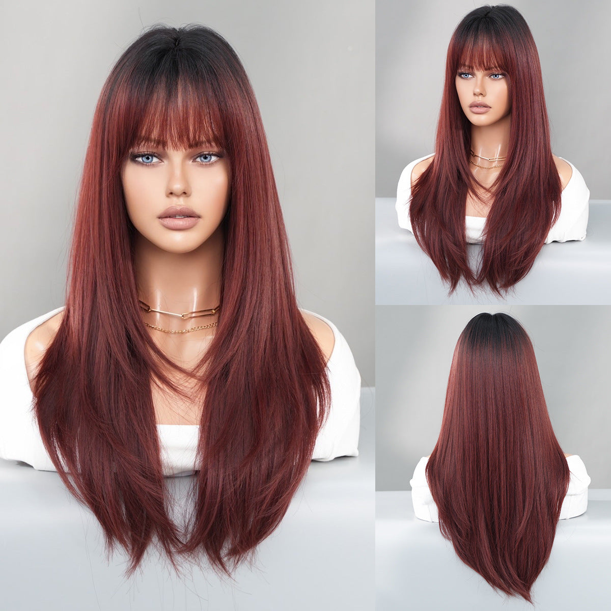 Women's fashionable long straight wig 1024121314