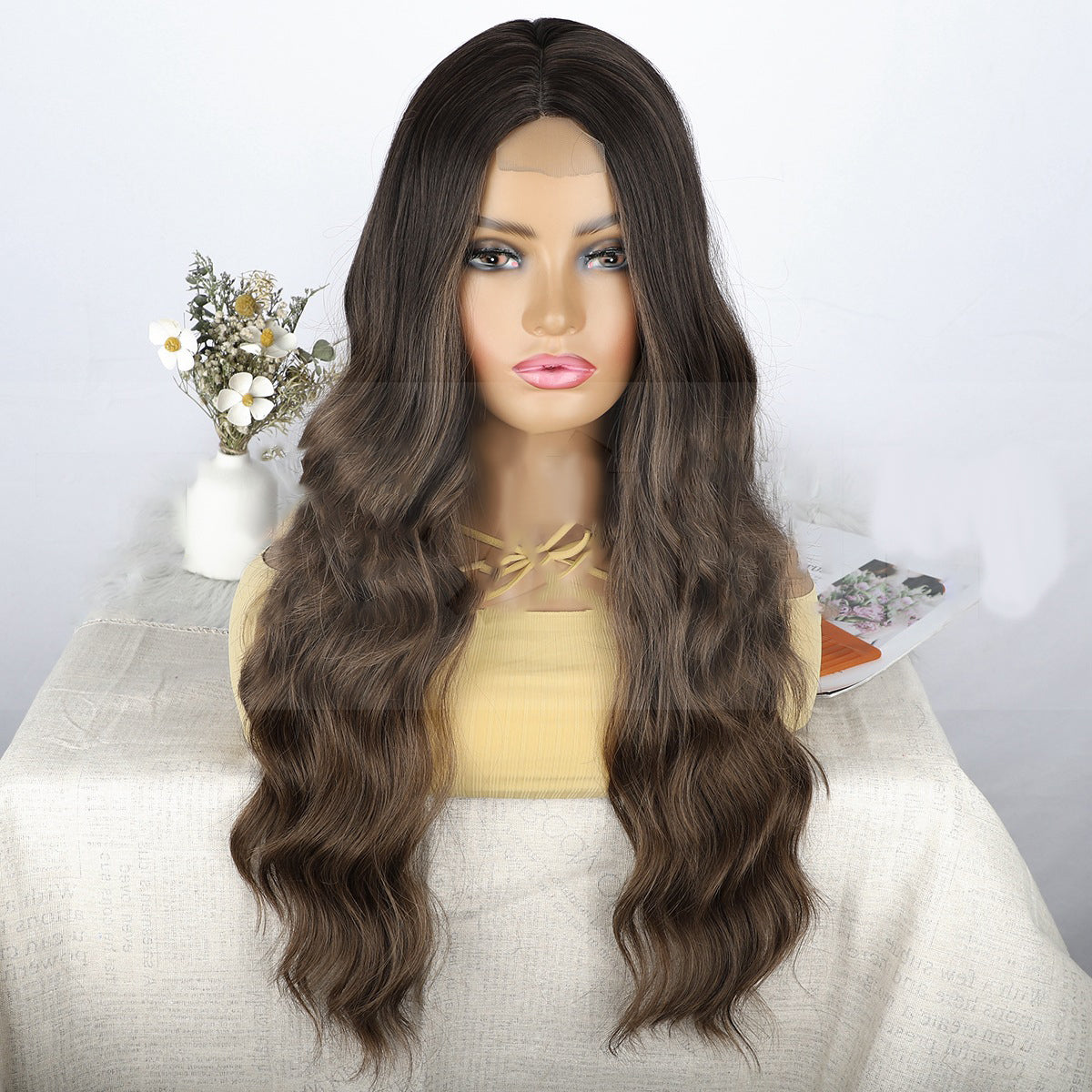 Ladies' front lace wig with small lace and long curly hair 1024120901