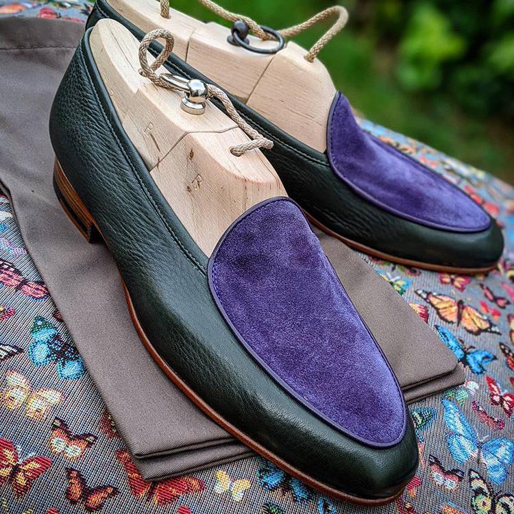 Colored Splicing Suede Loafers shoes