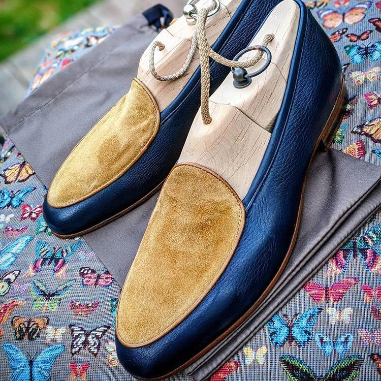 Colored Splicing Suede Loafers shoes