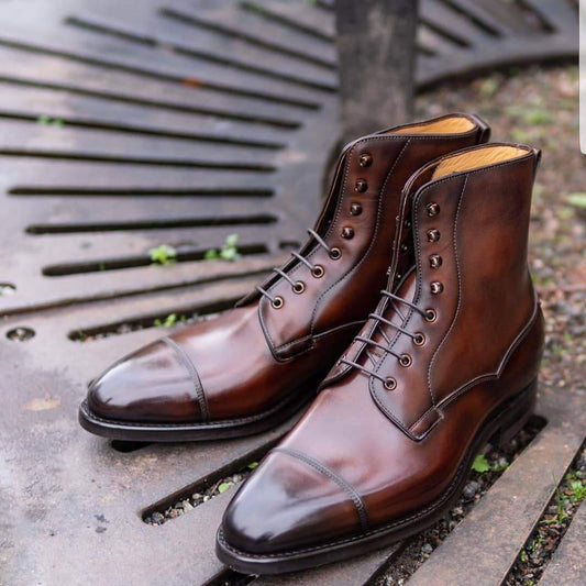 Men's brown leather boots