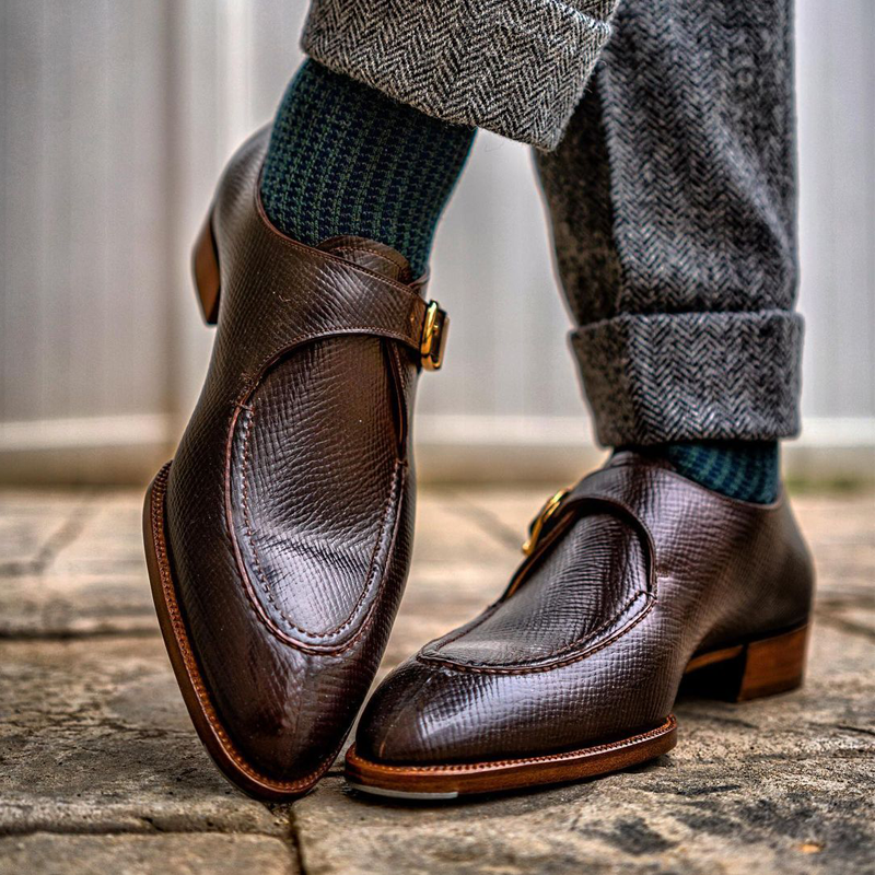 Dark Brown Single Monk Dress Shoes