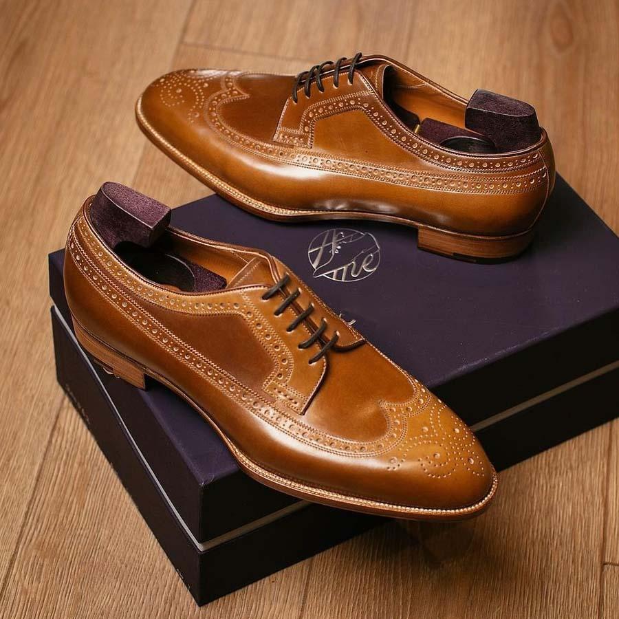 Brown print Brock classic leather shoes