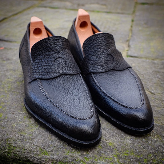 Black classic handmade formal dress loafers