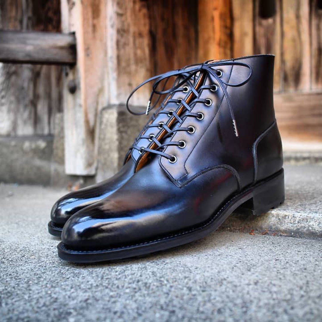 Cool black classic gentleman premium luxury leather boots