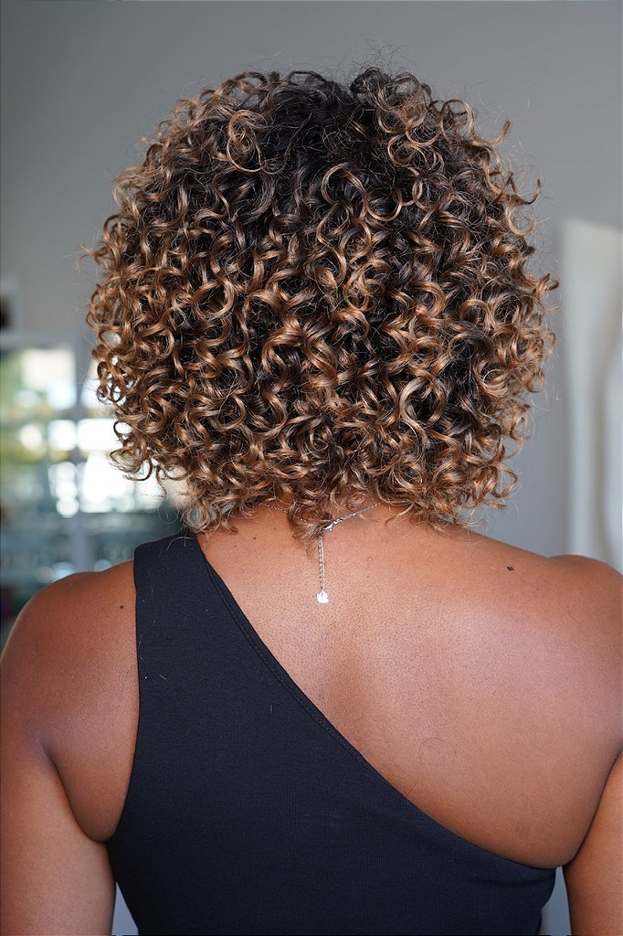 Glueless Brown Ombre Short Curly Wig with Bangs Human Hair Lace Front Wig 180% Density