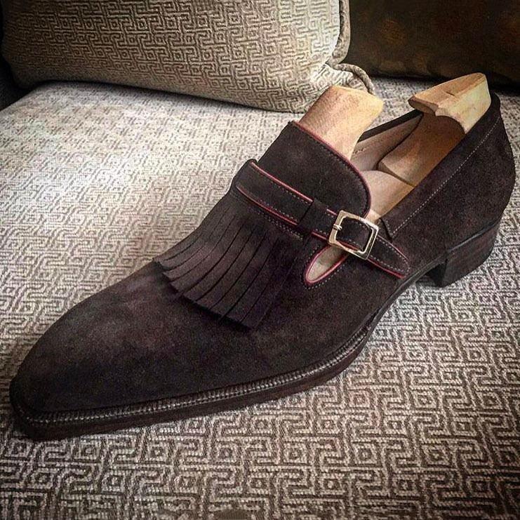 Suede Tessel Side Buckle Dress Shoes