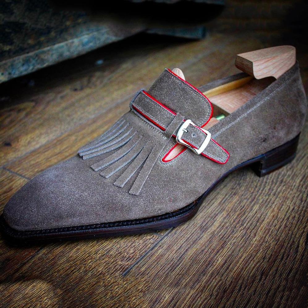 Suede Tessel Side Buckle Dress Shoes