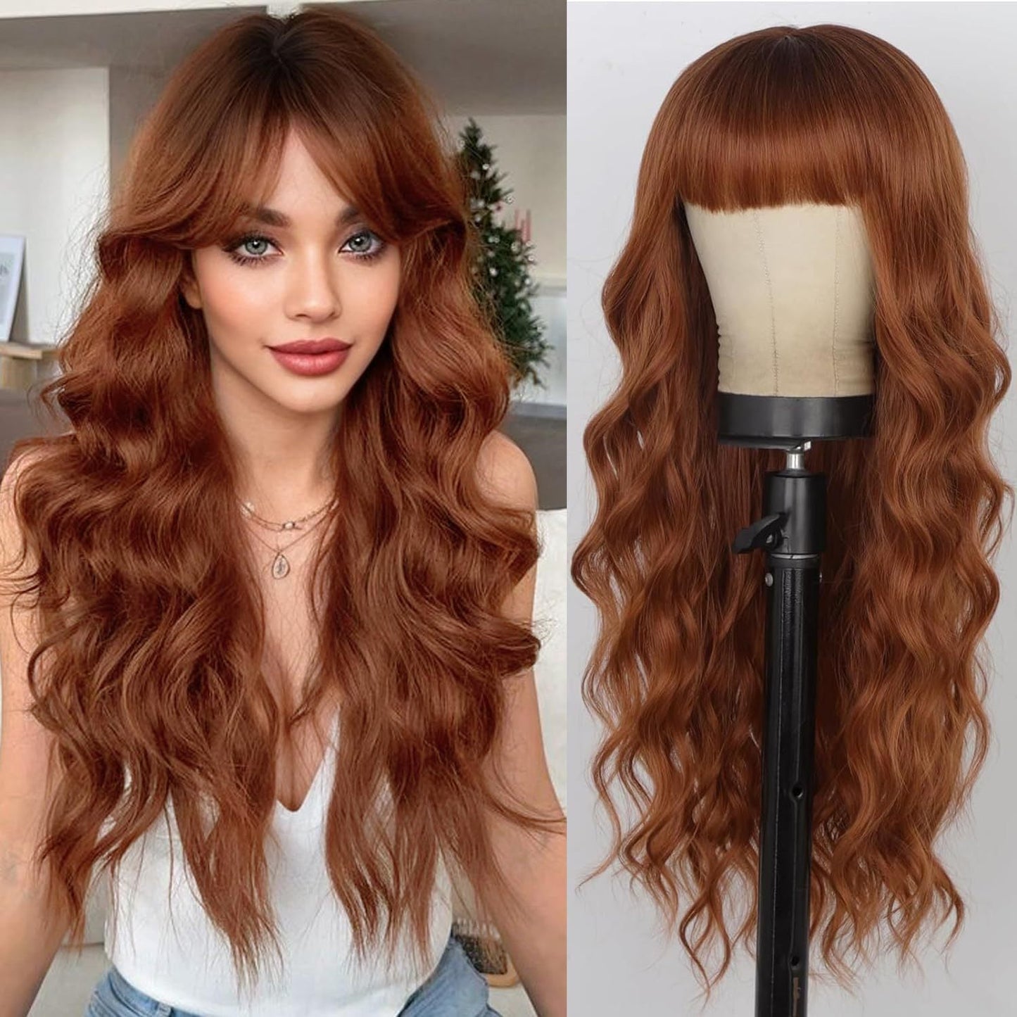 Long gradient color wig with bangs 1924121102