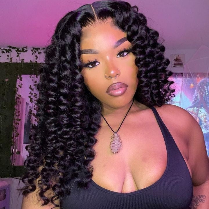 Glueless Bouncy Curly Hair 5x5 Precut Lace Closure Wig