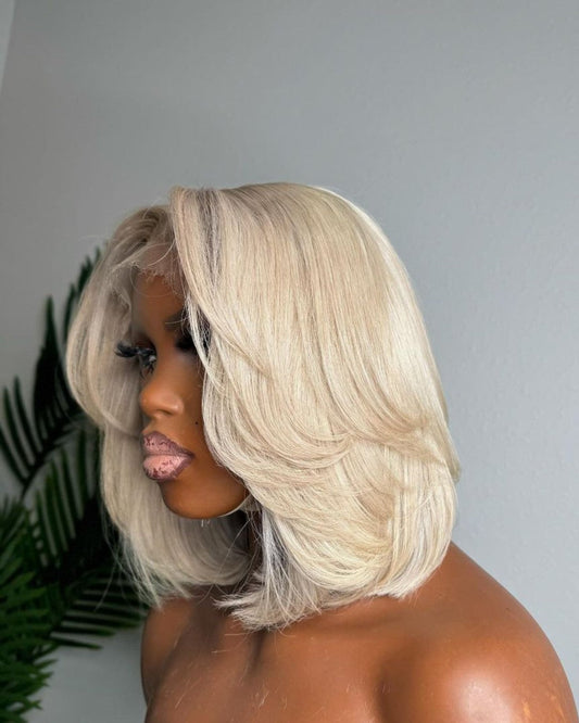 613 Blonde Layered Middle Parted 5x5 Lace Closure Wig