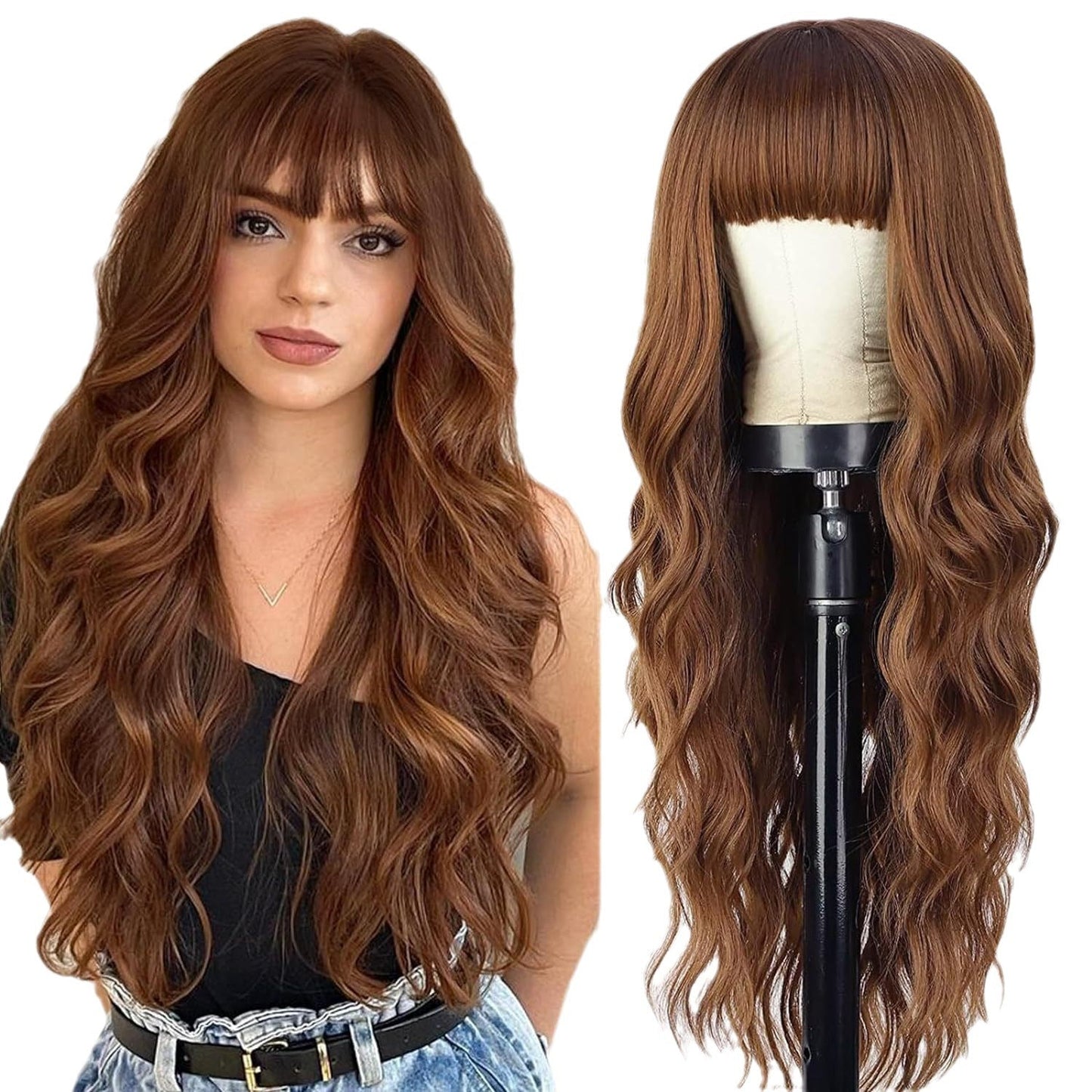 Long gradient color wig with bangs 1924121102