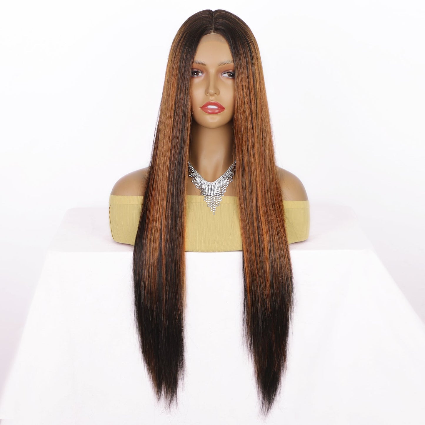 Women's long straight hair dyed wig 1024121218