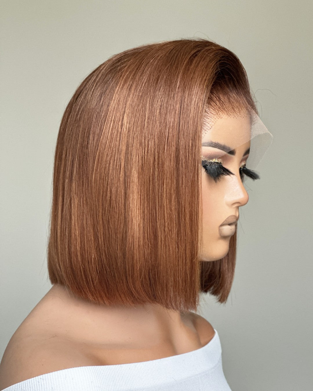 Ombre Orange Brown Straight Lace Front Wig