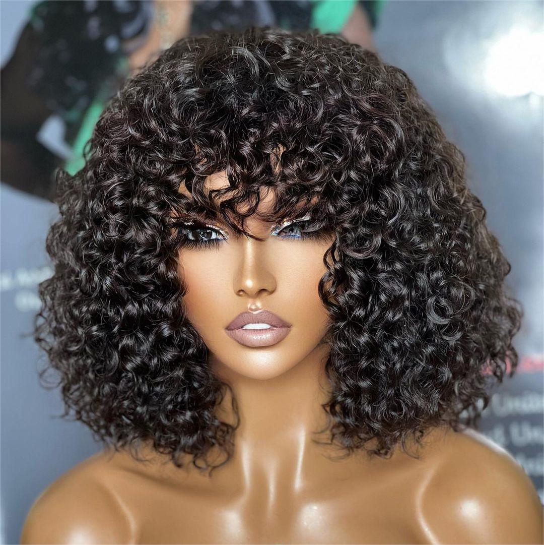 Glueless Bouncy Curl Wig With Bangs