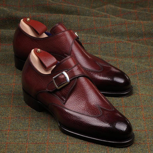 Wingtip single monk strap shoes