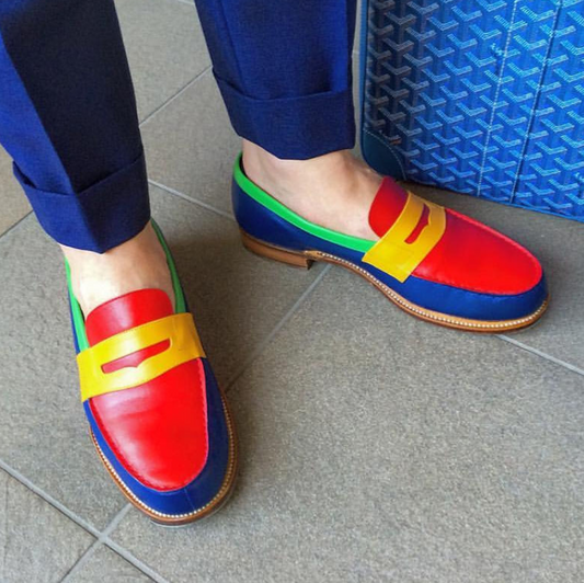 Multi Color Leather Loafer Slip On Dress Shoes