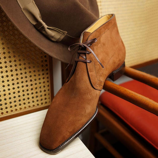 Light brown Suede Leather Chukka Boots For Men's