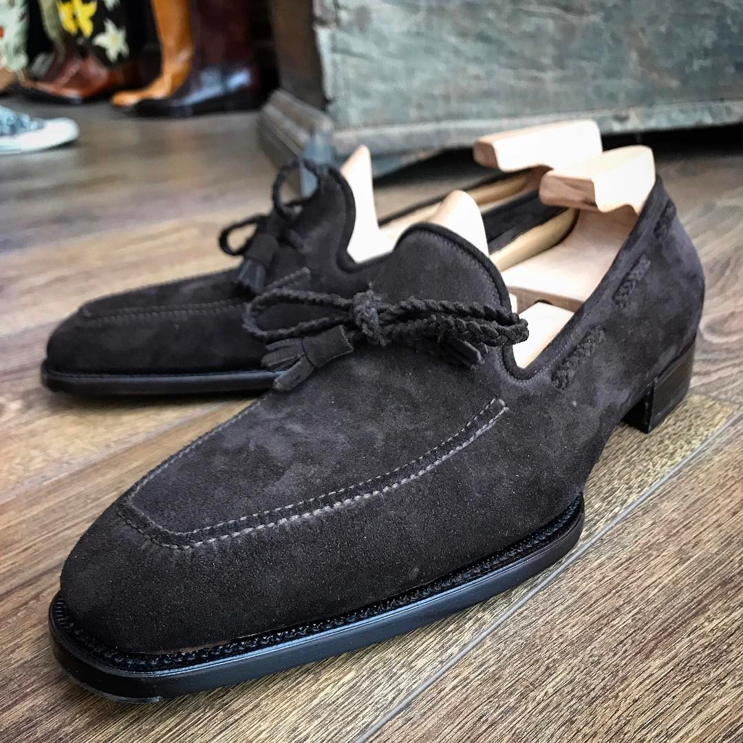 2022 Handmade Suede Men's Tassel Loafers