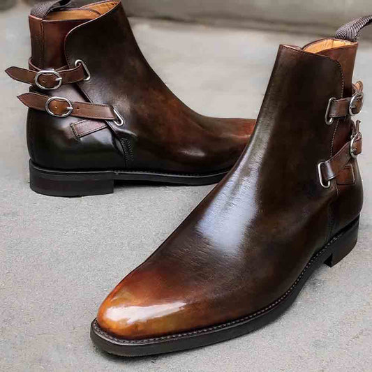 New Brown Gradient Trend Men's Jodhpur Boots