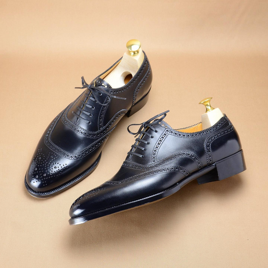 Black Leather Handmade Men's Dress Shoes